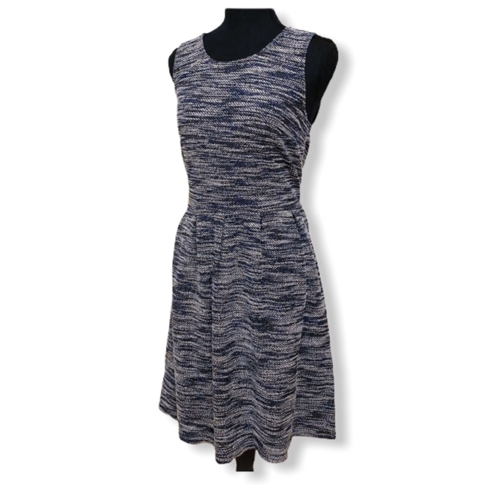 Loft | Ann Taylor Sleeveless Blue and White Dress